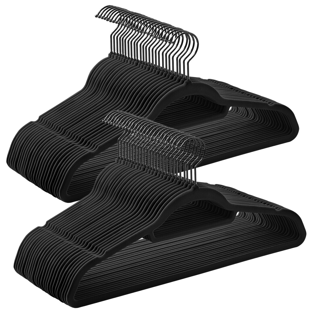 Set 50 umerase catifea, Songmics, antialunecare, carlig rotativ negru, max 5 kg, negru - imagine 7